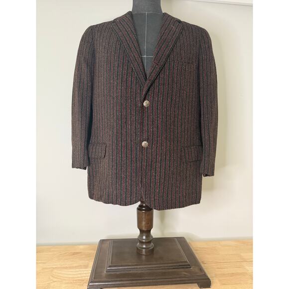 Vintage Neiman Marcus Blazer Coat Brown Red Tweed Amalgamated Union USA Size 41 - Picture 1 of 12